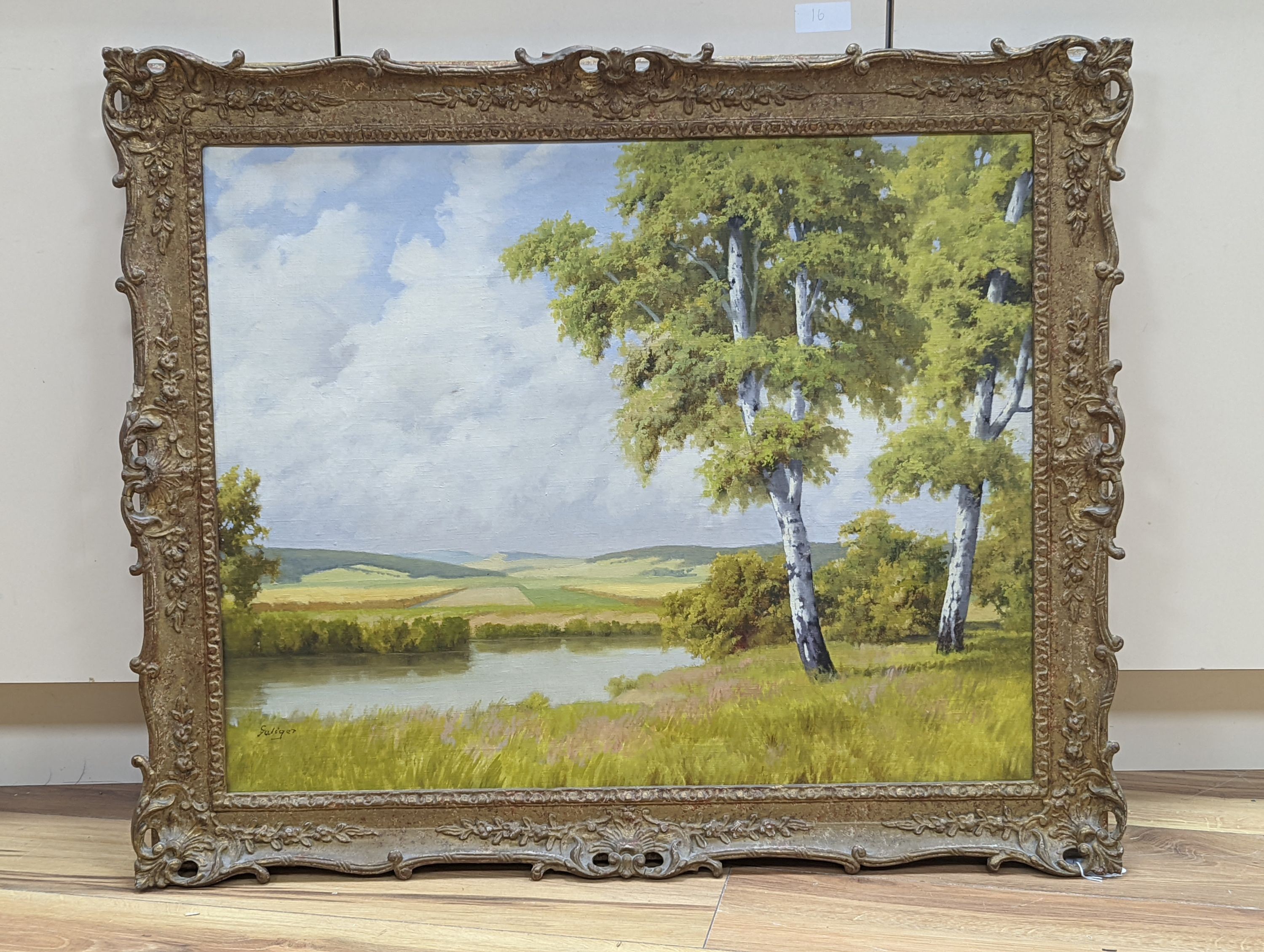 Fritz Saliger (Austrian, 1896-1975), oil on canvas, Birch trees in a summer landscape, signed, 60 x 75cm 100-200